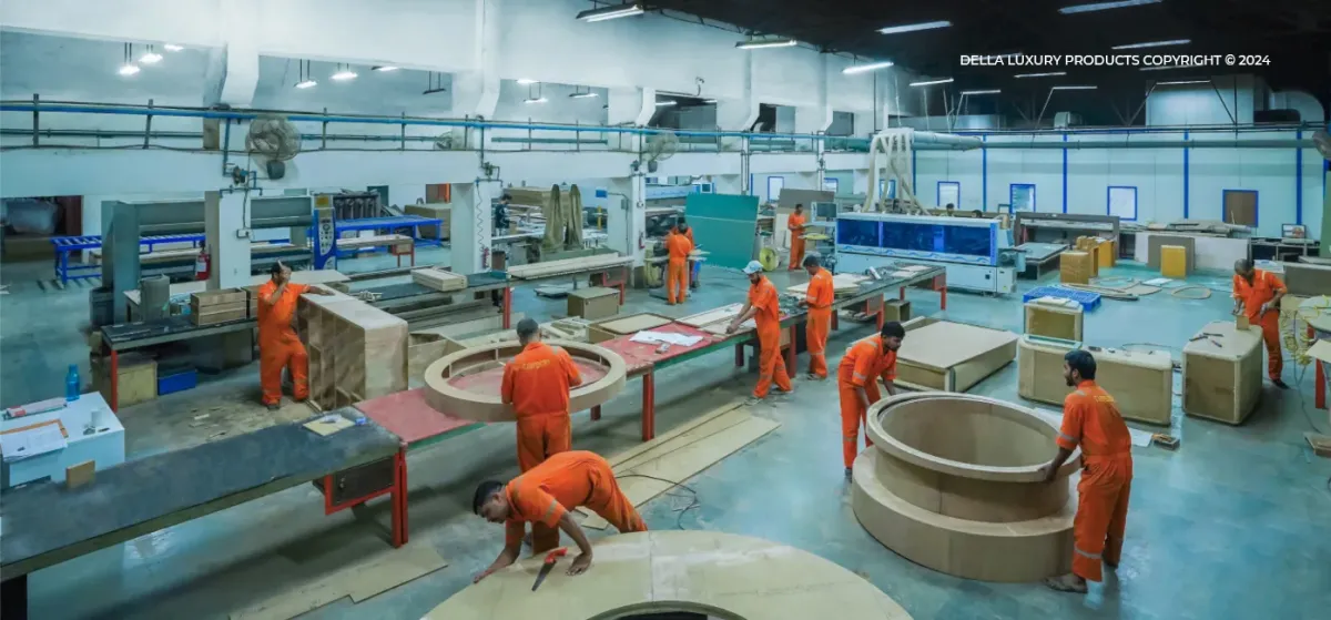 Della Luxury Products factory floor with craftspeople at work