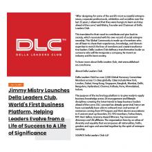 Jimmy Mistry launches Della Leaders Club, World's First Business Platform, helping leaders evolve from a Life of Success to A Life of Significance
